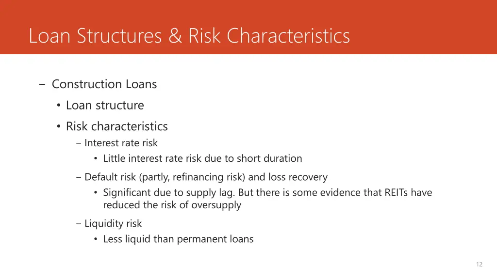 loan structures risk characteristics
