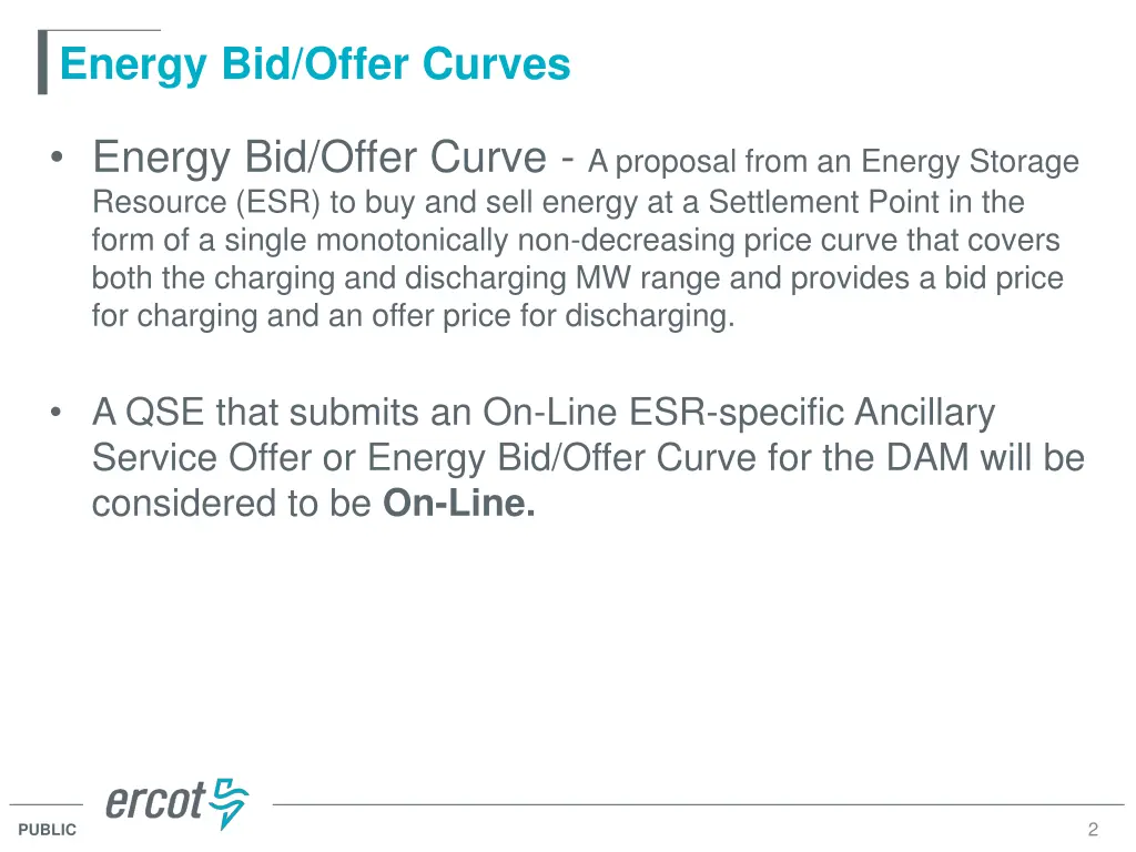energy bid offer curves