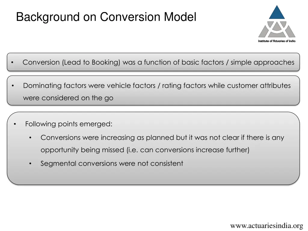 background on conversion model