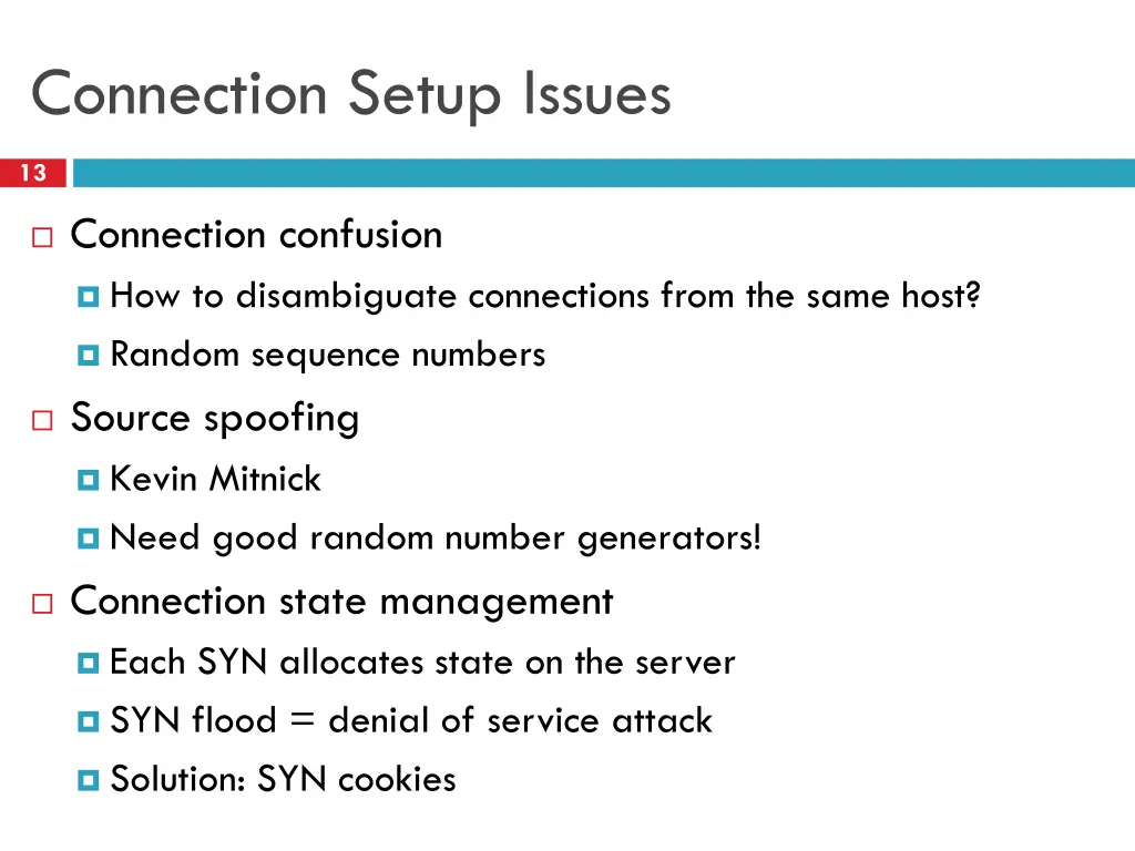 connection setup issues