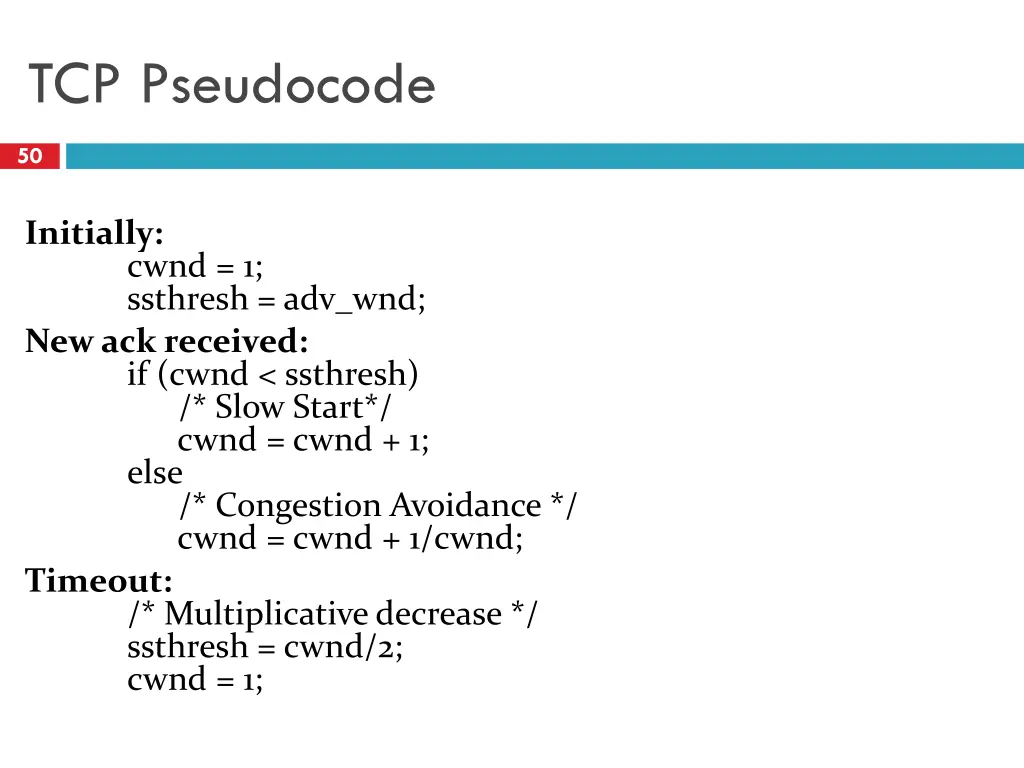 tcp pseudocode