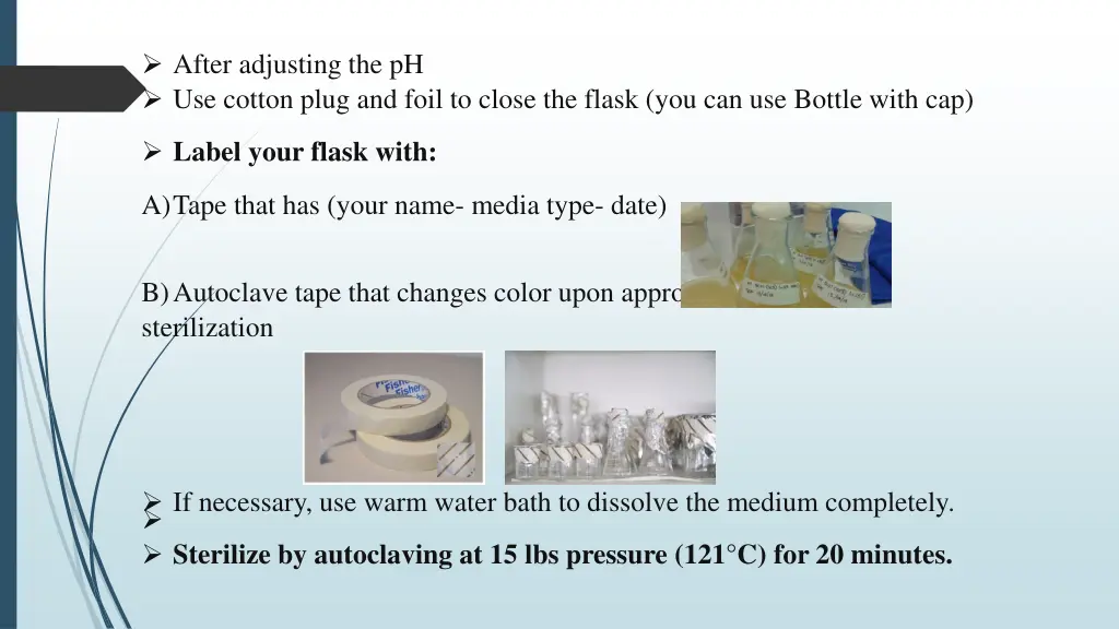 after adjusting the ph use cotton plug and foil