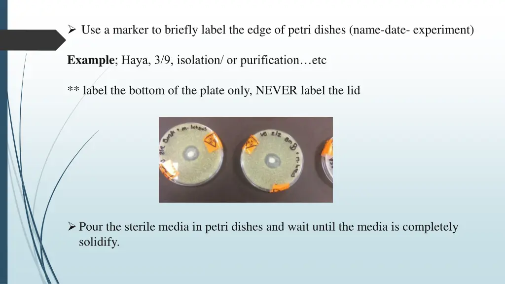 use a marker to briefly label the edge of petri