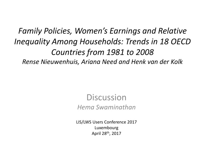 family policies women s earnings and relative