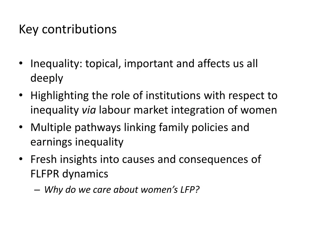 key contributions