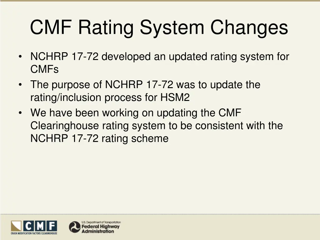 cmf rating system changes