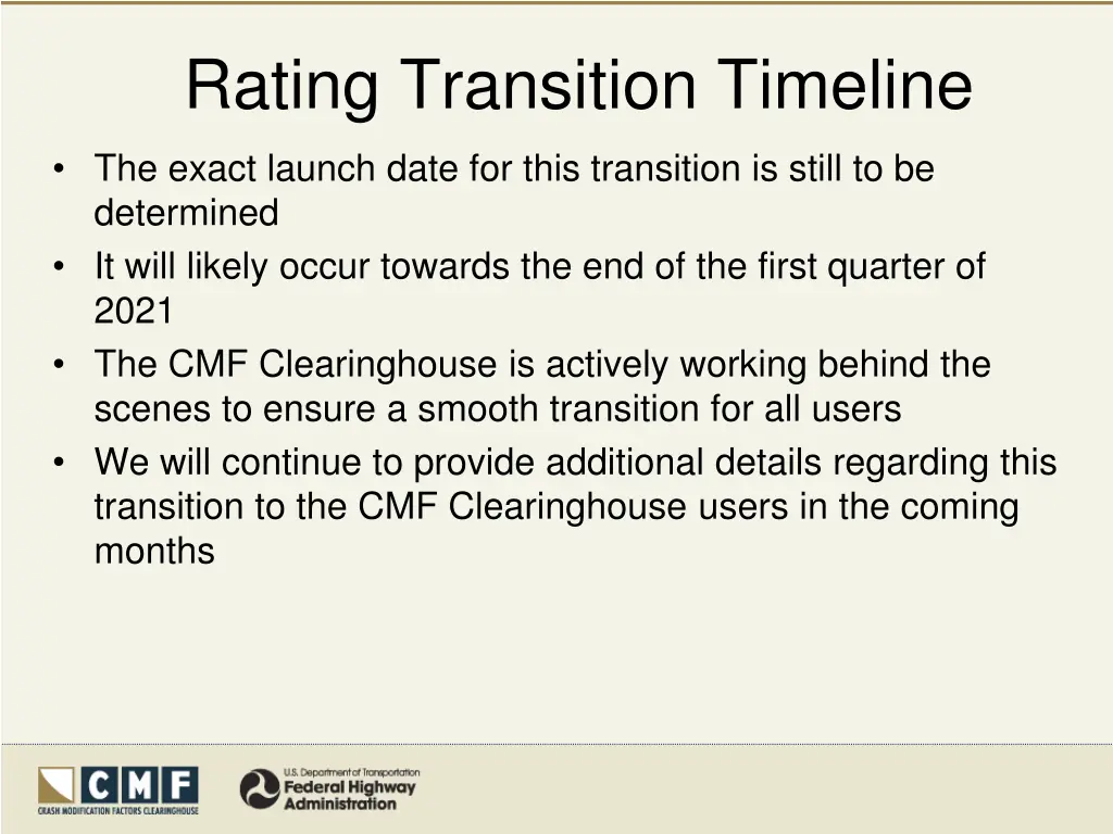 rating transition timeline