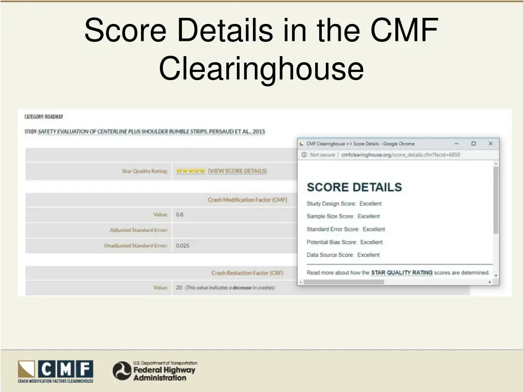 score details in the cmf clearinghouse
