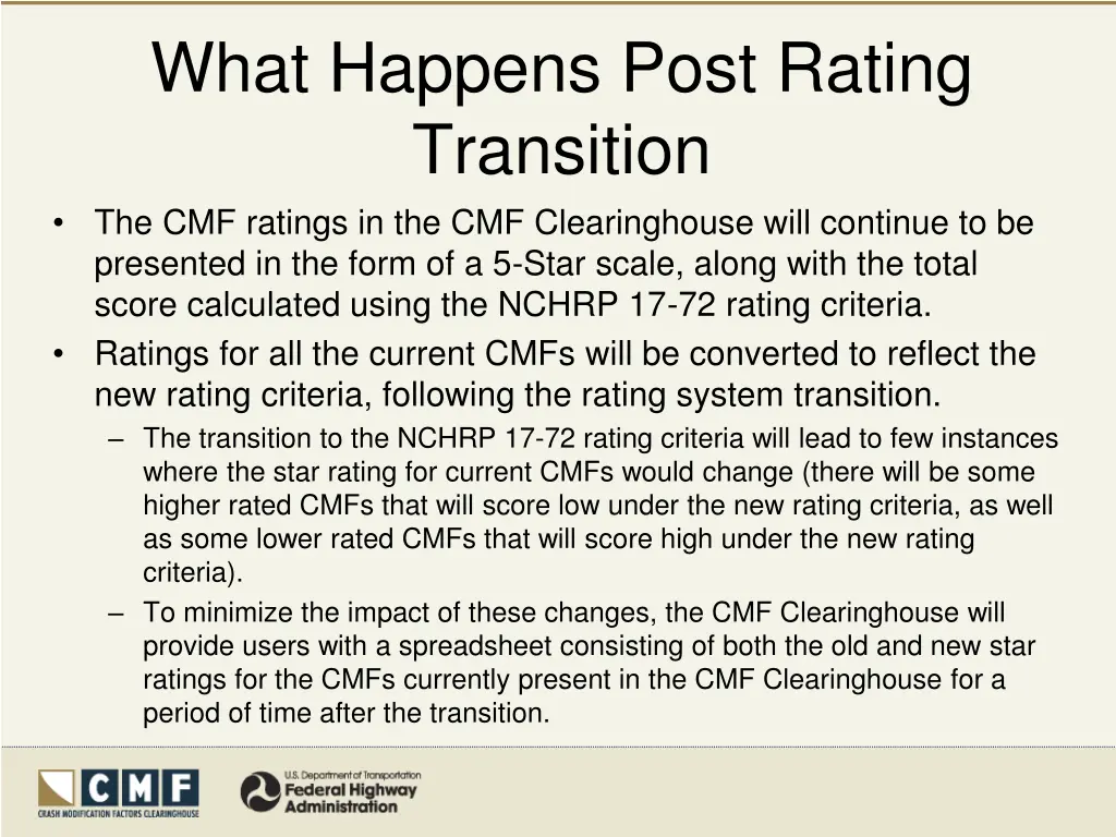 what happens post rating transition