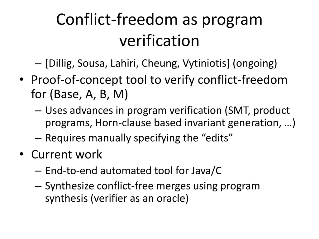 conflict freedom as program verification