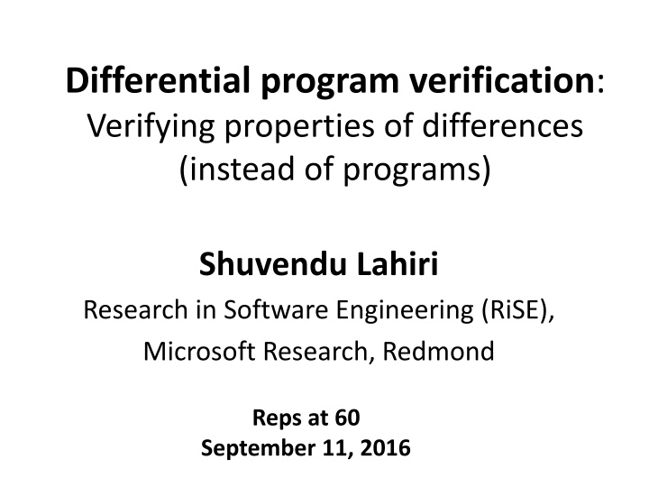 differential program verification verifying