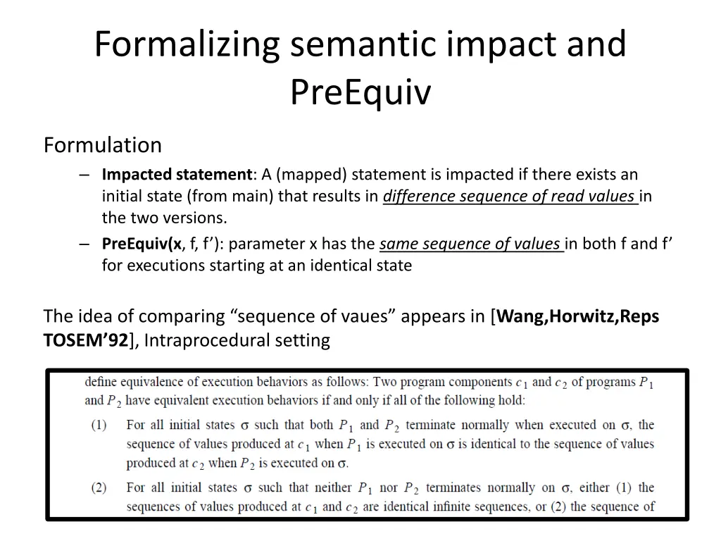 formalizing semantic impact and preequiv