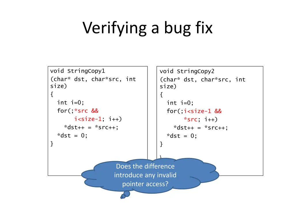 verifying a bug fix
