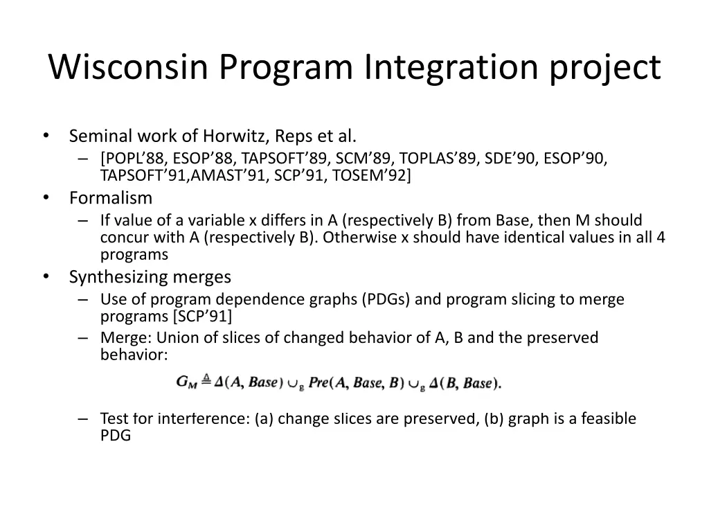 wisconsin program integration project