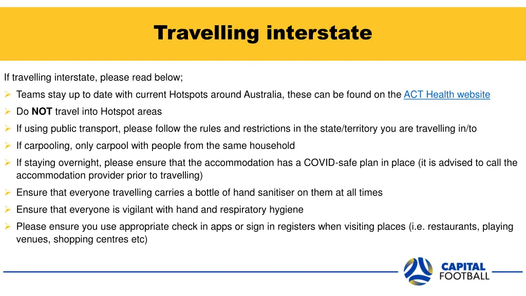 travelling interstate