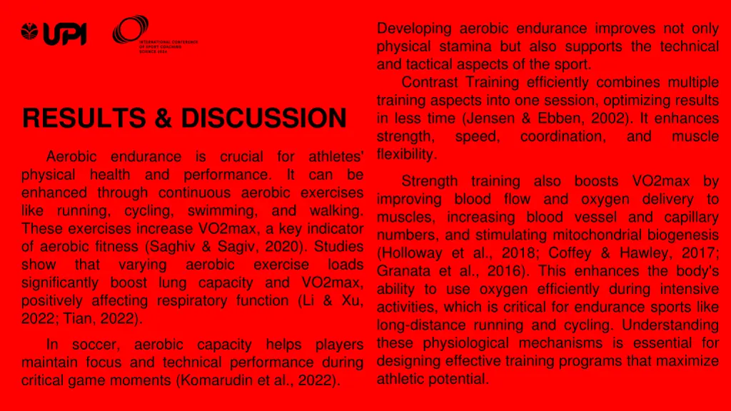developing aerobic endurance improves not only