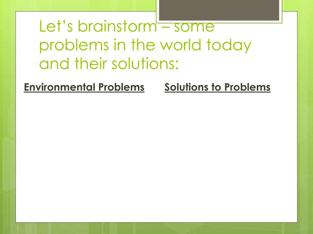 let s brainstorm some problems in the world today