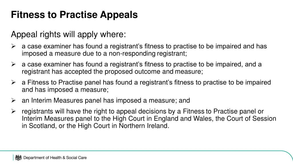 fitness to practise appeals