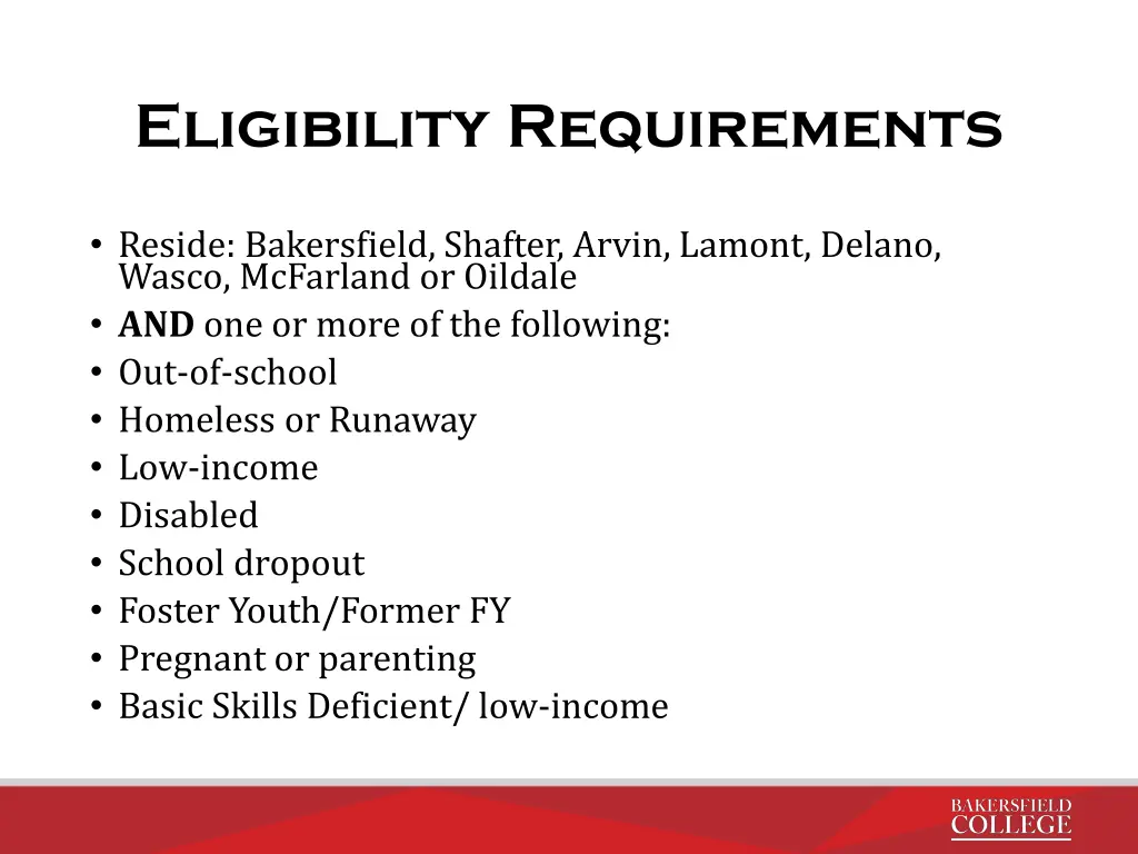 eligibility requirements