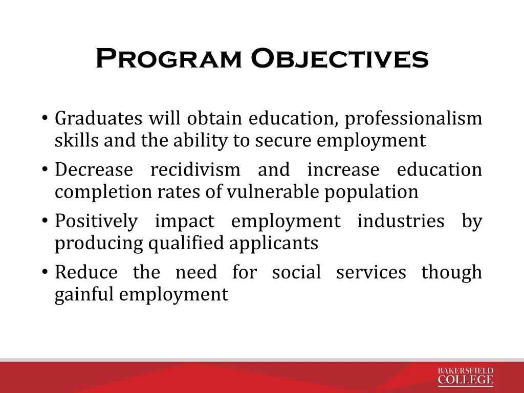 program objectives