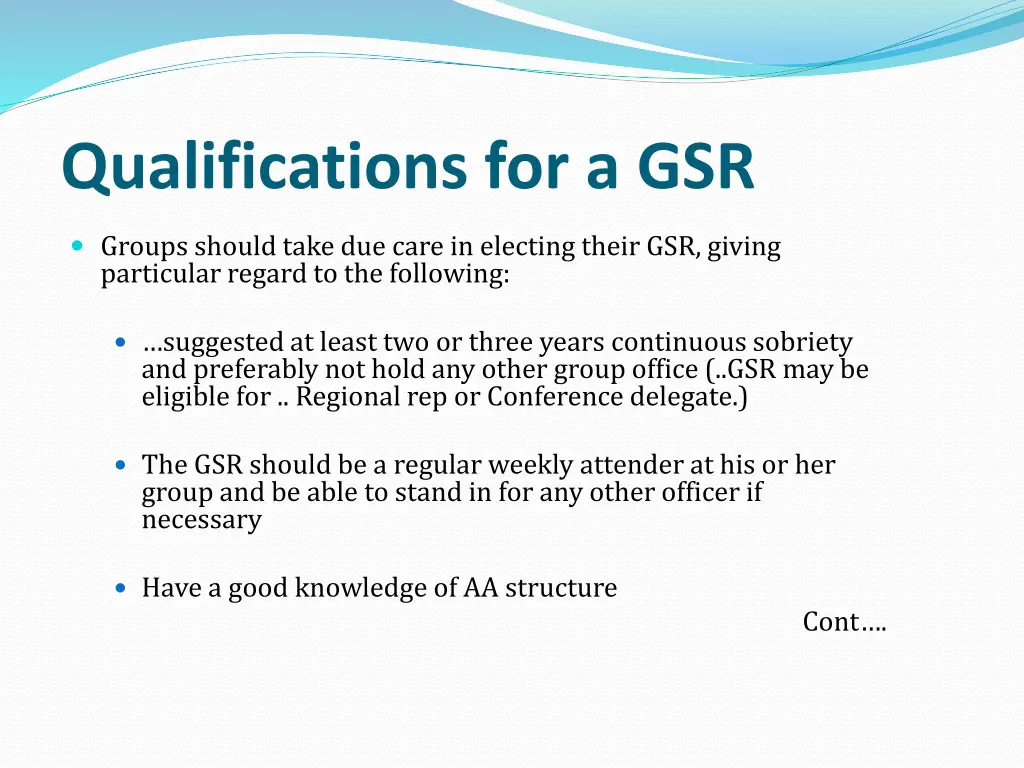 qualifications for a gsr 1
