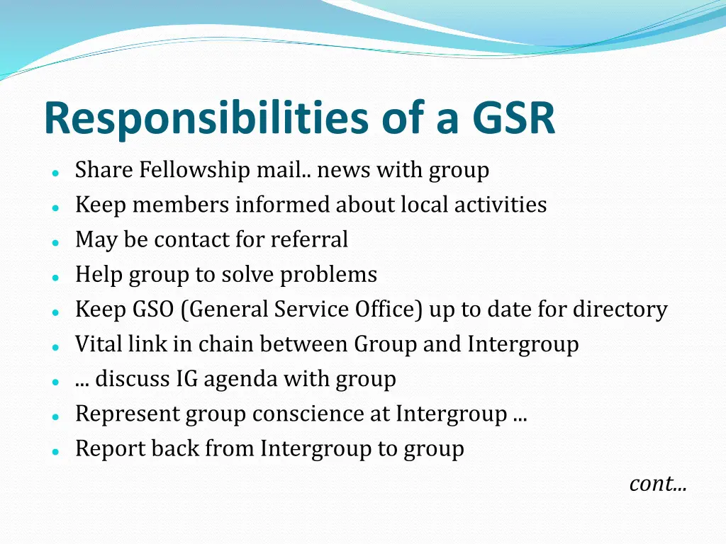 responsibilities of a gsr