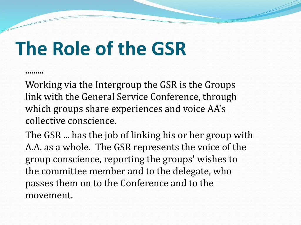 the role of the gsr working via the intergroup