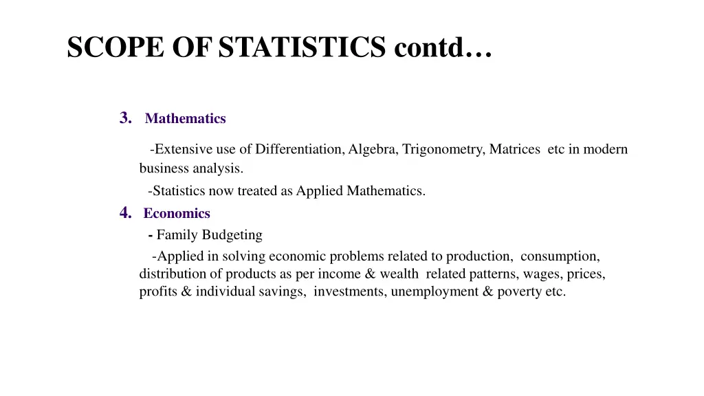 scope ofstatistics contd