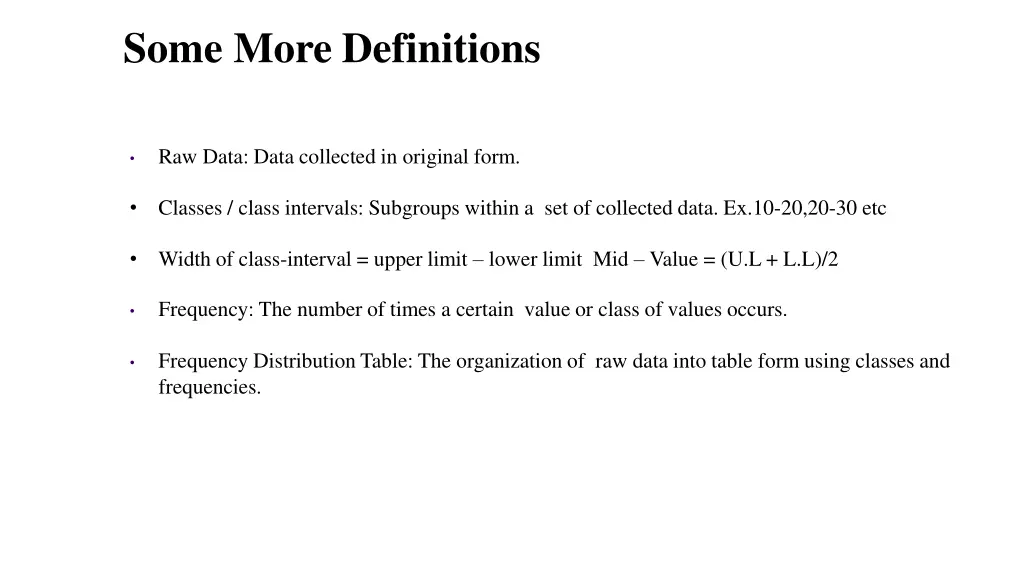 some more definitions