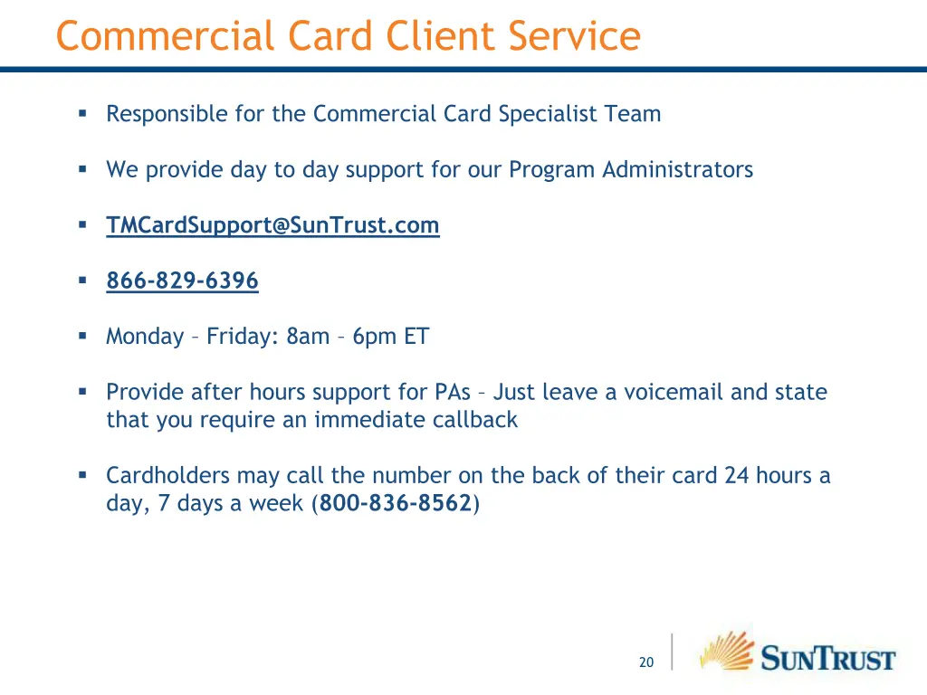 commercial card client service