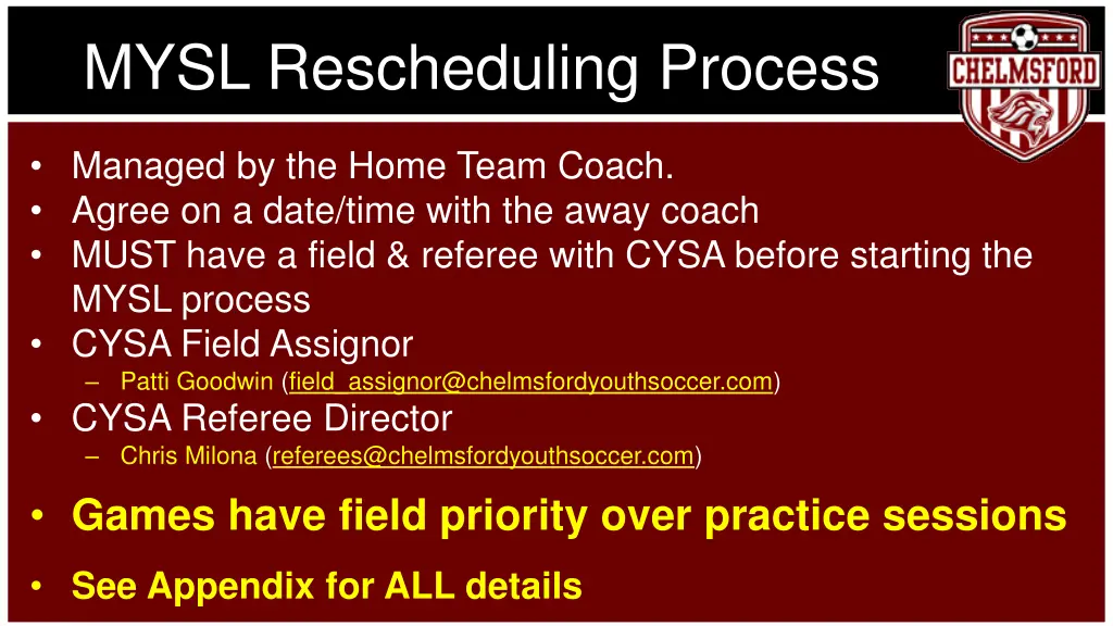 mysl rescheduling process