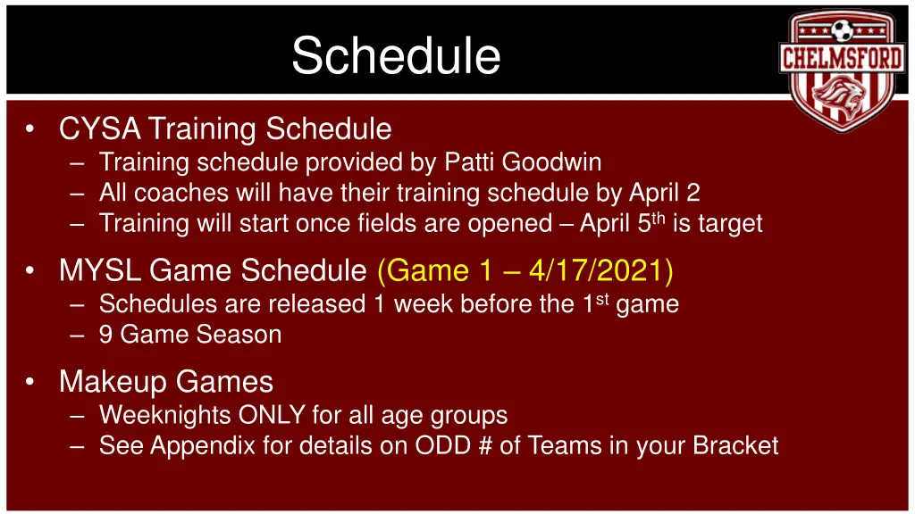 schedule