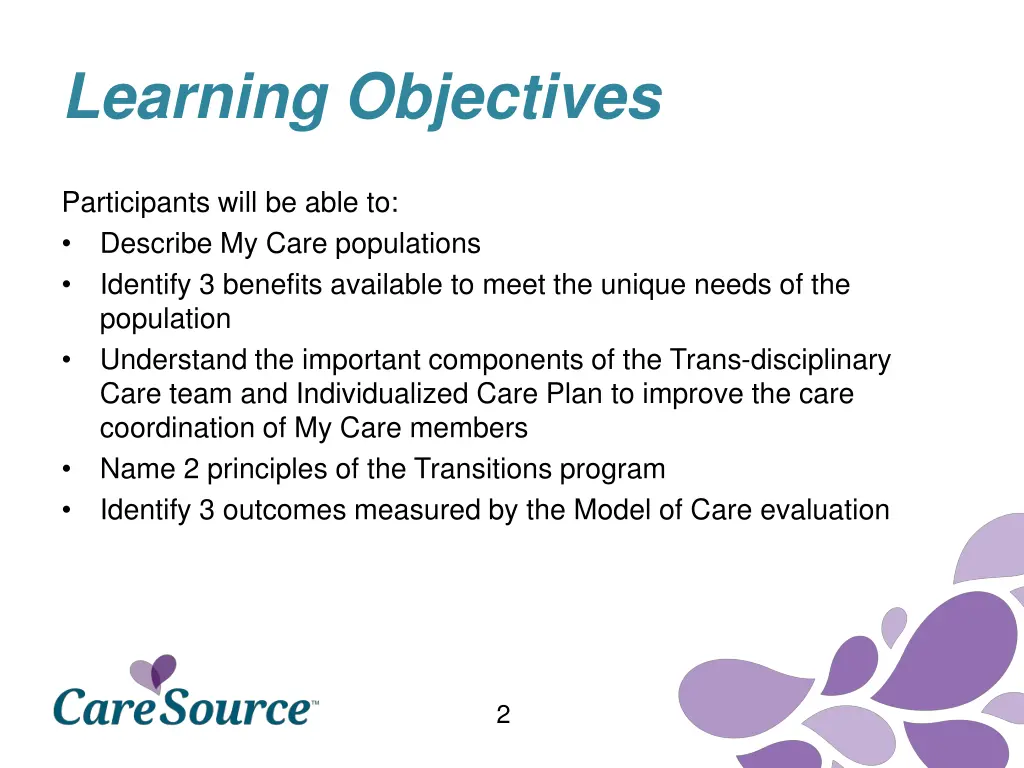 learning objectives