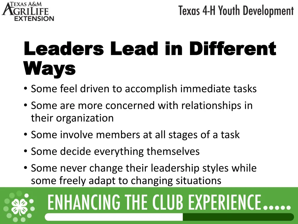 leaders lead in different leaders lead