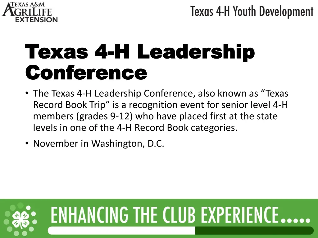 texas 4 texas 4 h leadership h leadership