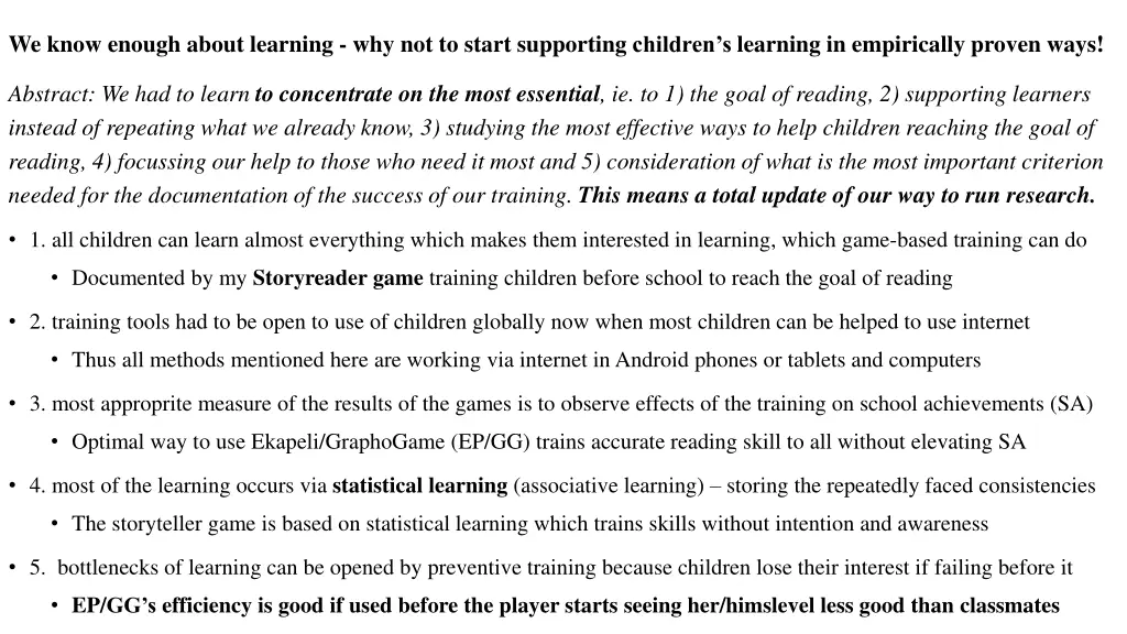 we know enough about learning why not to start