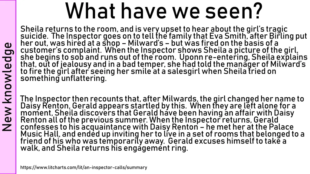 what have we seen sheila returns to the room