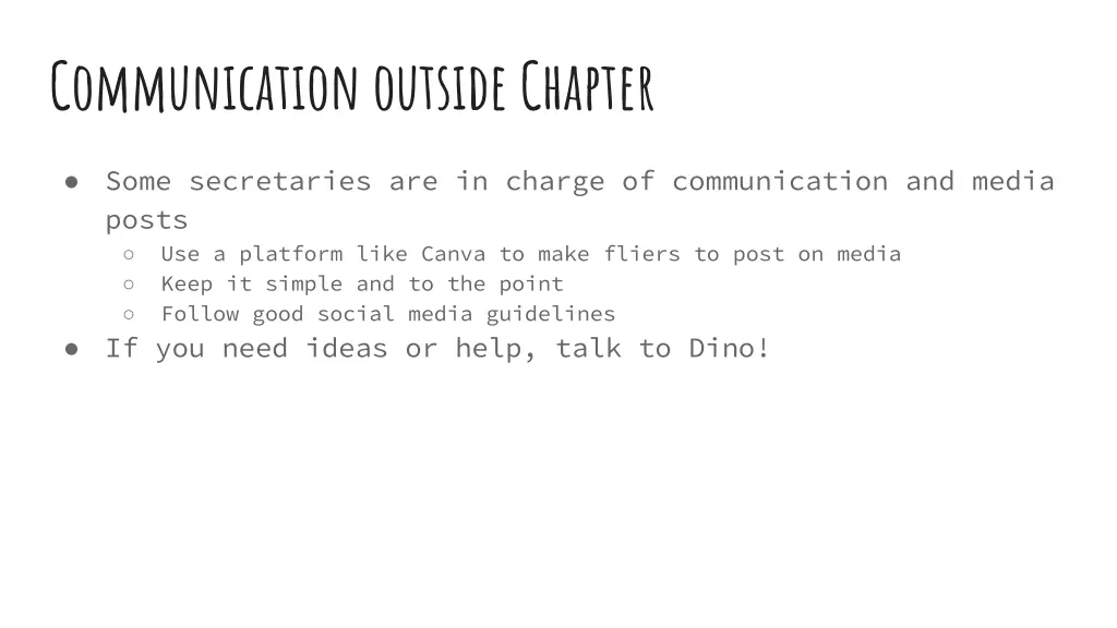 communication outside chapter