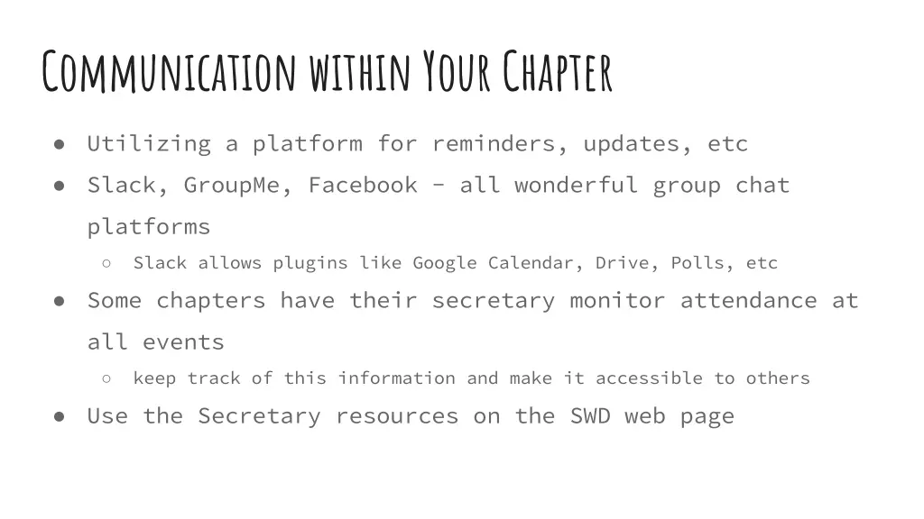 communication within your chapter