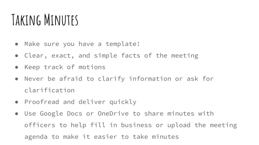 taking minutes