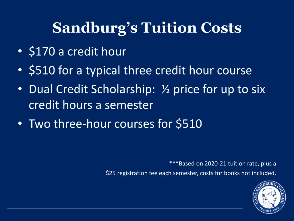 sandburg s tuition costs