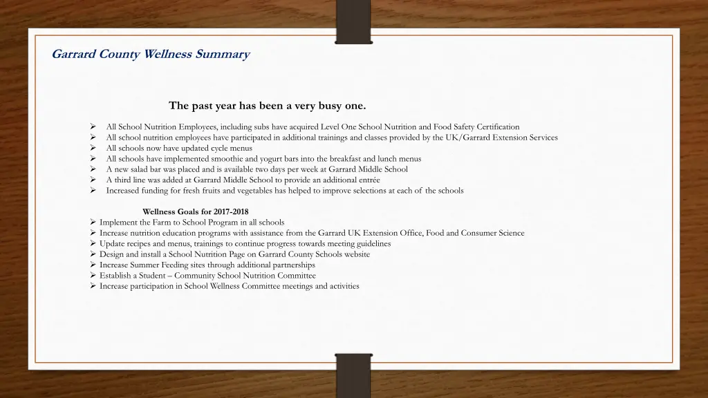 garrard county wellness summary