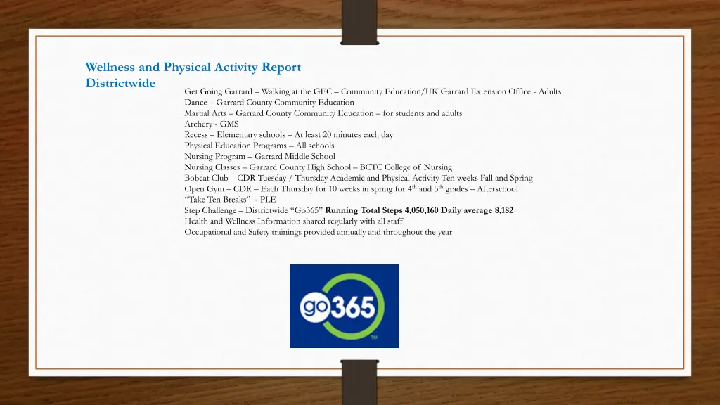 wellness and physical activity report