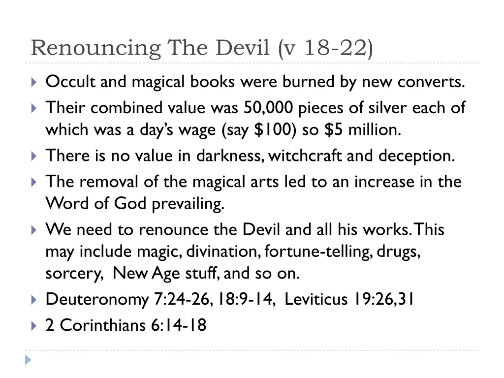 renouncing the devil v 18 22