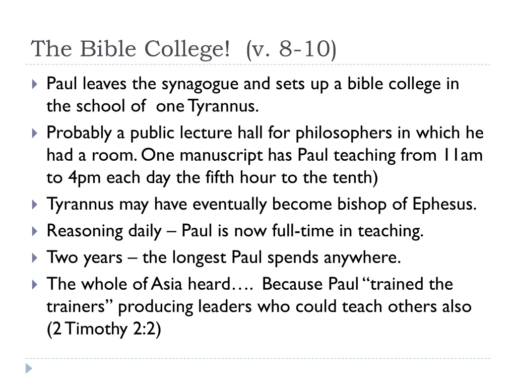 the bible college v 8 10