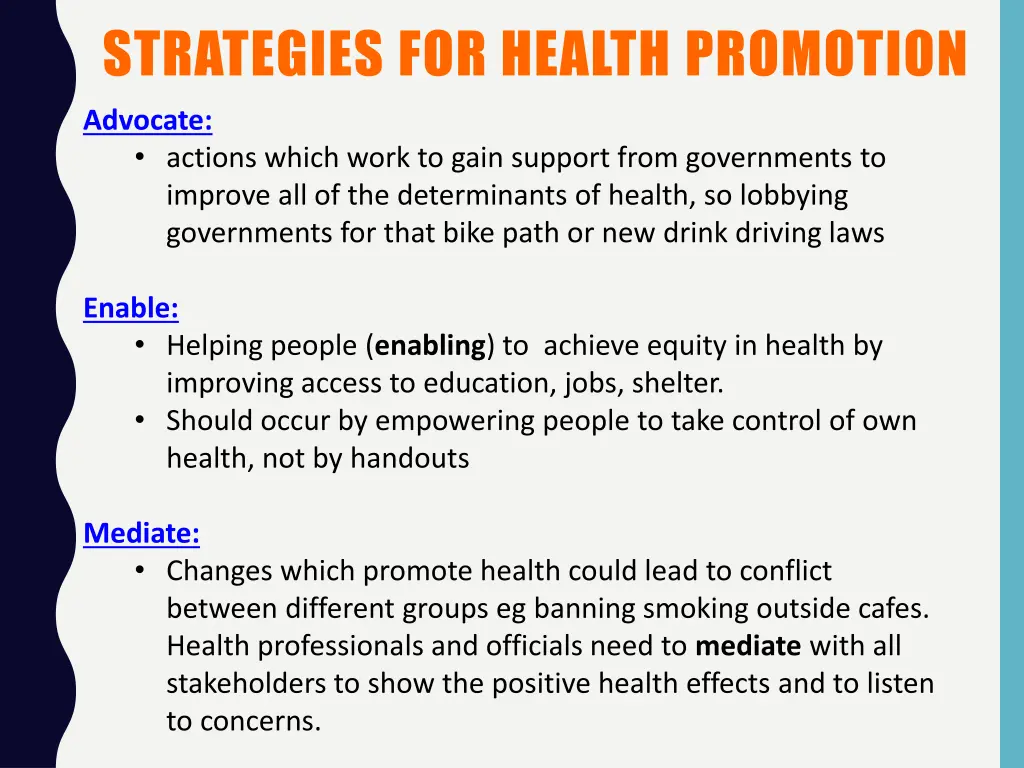 strategies for health promotion