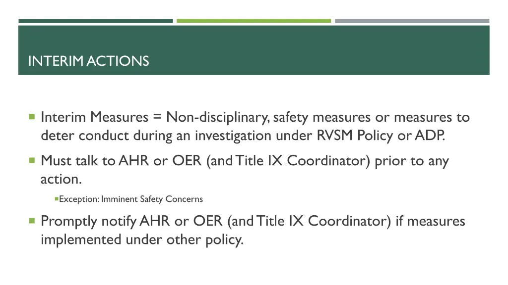 interim actions