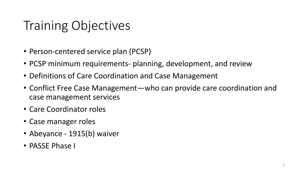 training objectives