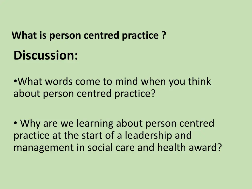 what is person centred practice