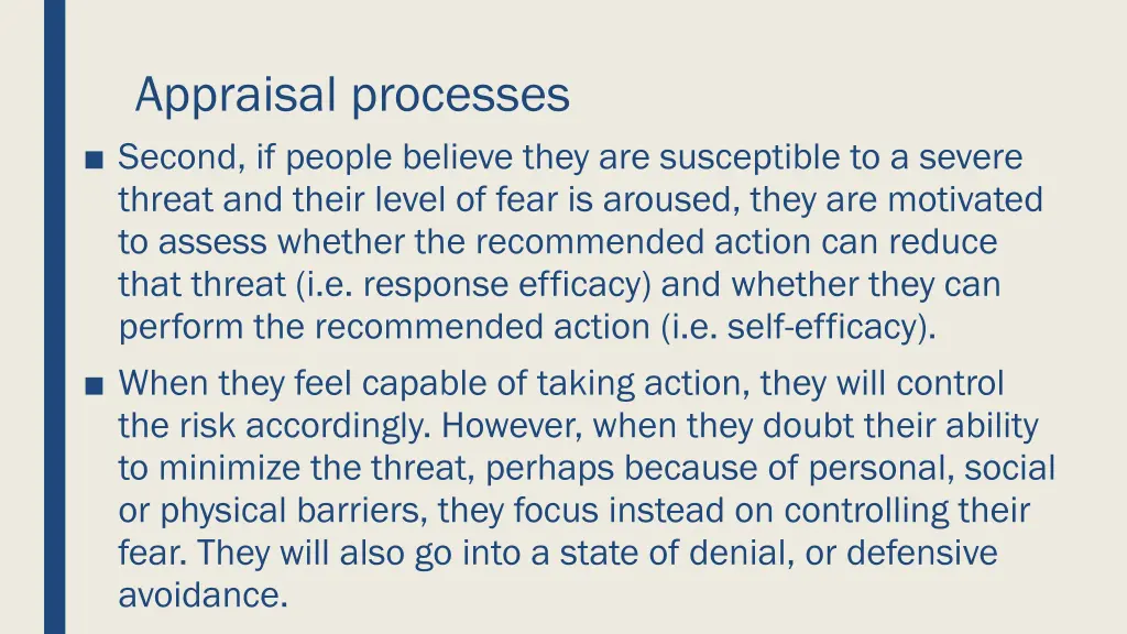 appraisal processes second if people believe they